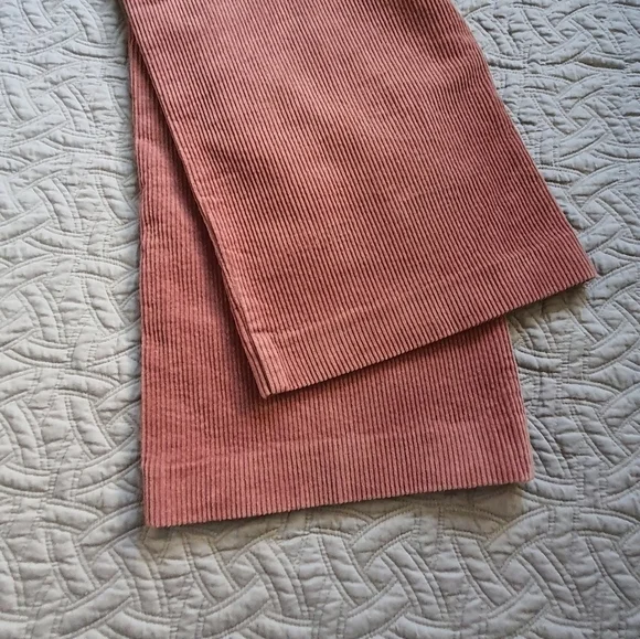 ZARA High Waist Corduroy Culotte Pant Womens S Pink Wide Leg Cropped - Picture 6 of 11